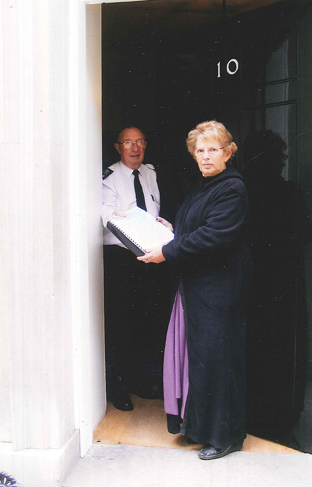 Joy Delivering A Petition To Downing Street.